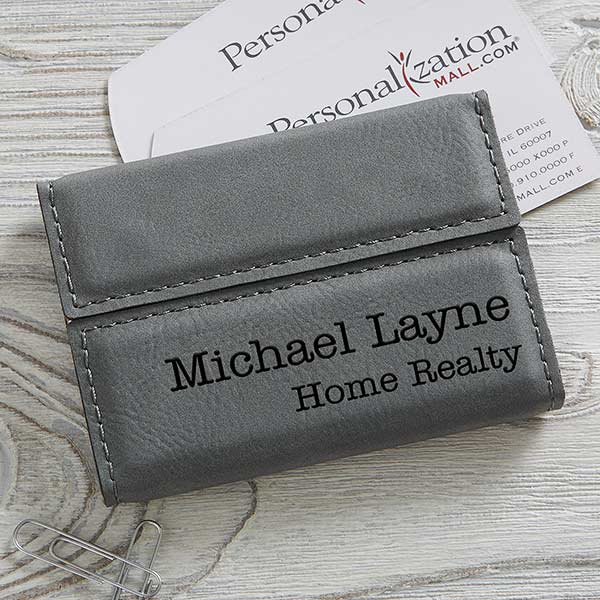 Personalized Charcoal Business Card Case