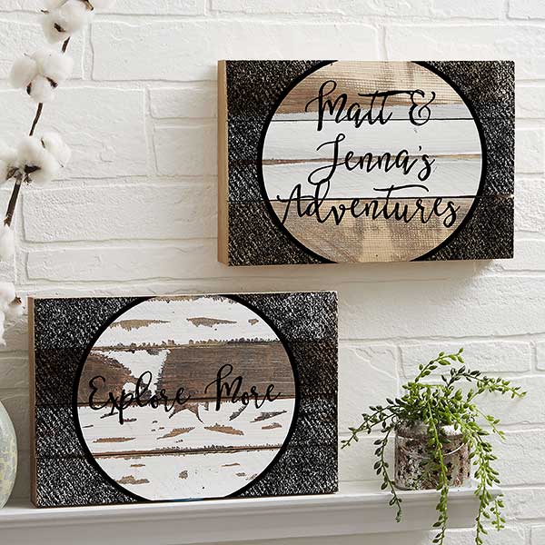 Personalized Reclaimed Wood Wall Art - Adventure Awaits - 19698