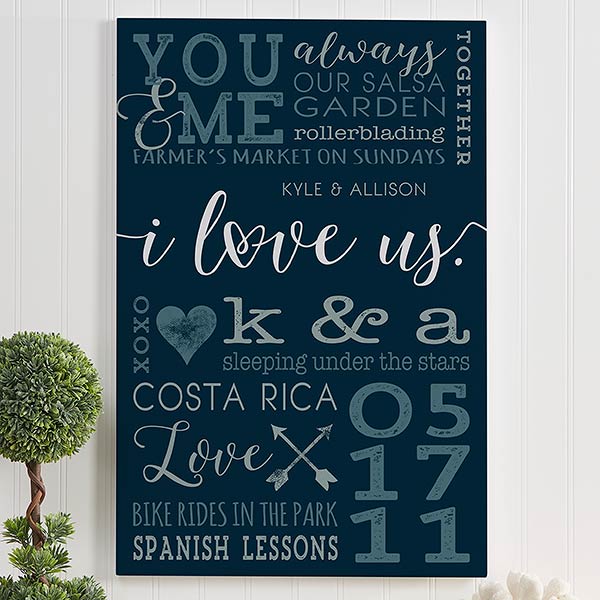 photo Personalized Wall Art For Couples personalized couples canvas prints i love us small