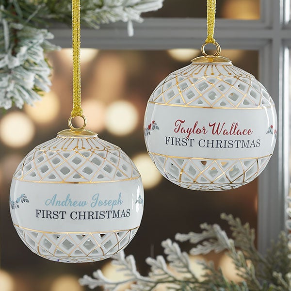 Baby's First Christmas Personalized Ball Ornament - 19780