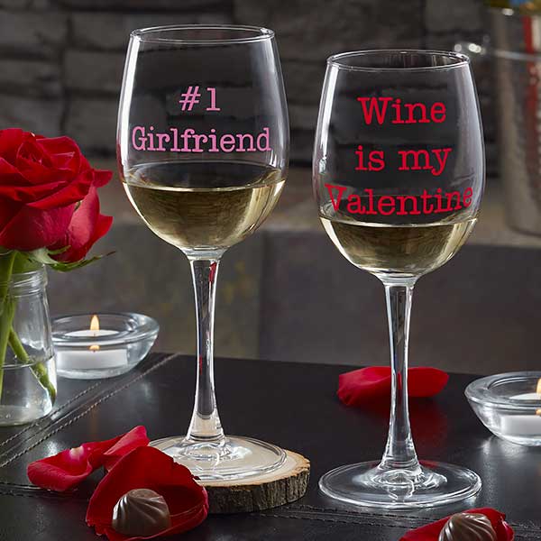 Personalized Valentine's Day Wine Glasses - 19784