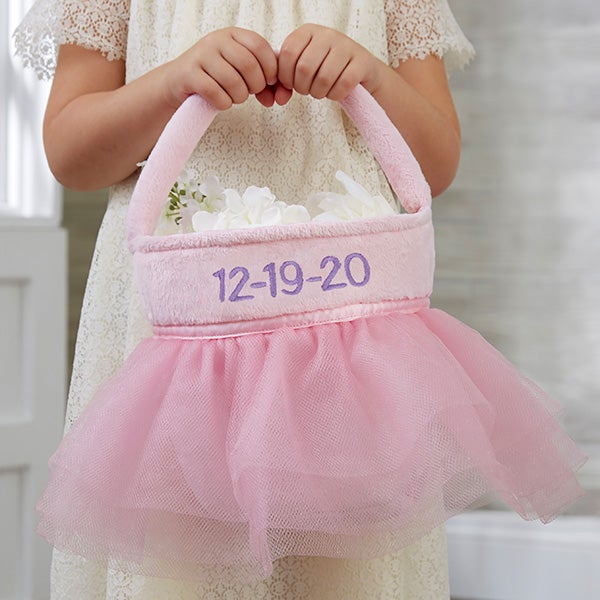 Tulle Tutu Personalized Flower Girl Baskets - 19793