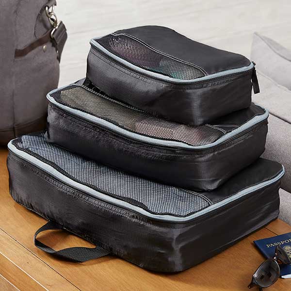 Cotton Personalized Packing Cubes Black 3-pack