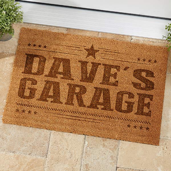 Personalized Coir Garage Doormat for Men