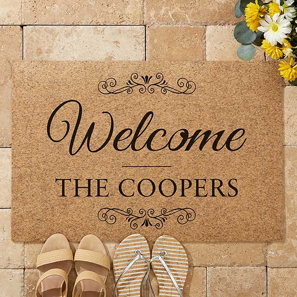 Personalized Coir Welcome Mat with Family Name - 19824