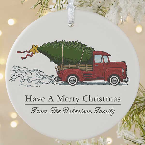 Personalized Vintage Truck Christmas Ornament - 19826