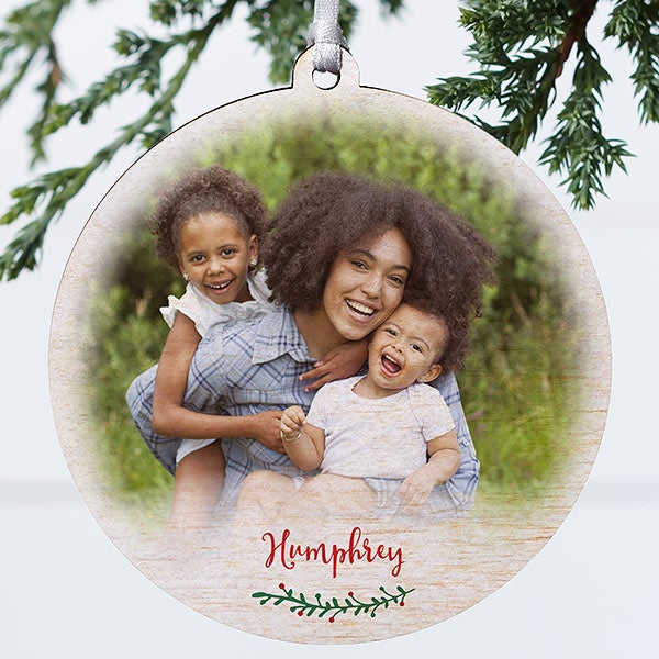 Personalized Family Photo Ornament - Holly Branch - 19827