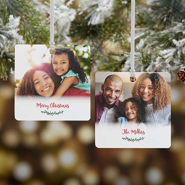 Personalized Family Photo Ornament - Holly Branch - 19827