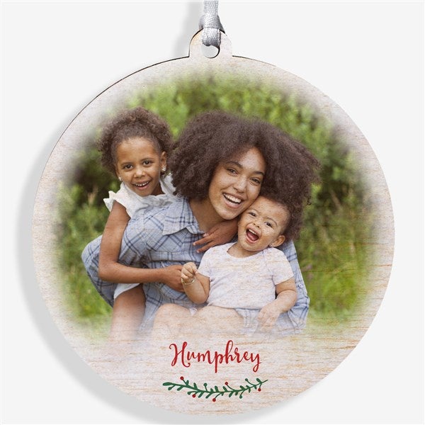 Personalized Family Photo Ornament - Holly Branch - 19827
