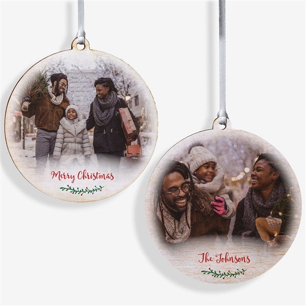 Personalized Family Photo Ornament - Holly Branch - 19827
