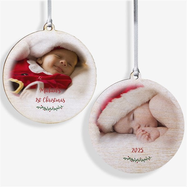 Personalized Baby Photo Ornament - Holly Branch - 19829
