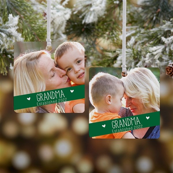 Grandparents Established Personalized Photo Ornament - 2 Sided Metal