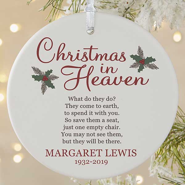 Christmas In Heaven Large 1 Sided Memorial Ornament - Christmas Personalized Memorial Ornament - Christmas In Heaven - 19879 - Christmas In Heaven Large 1 Sided Memorial Ornament - Christmas