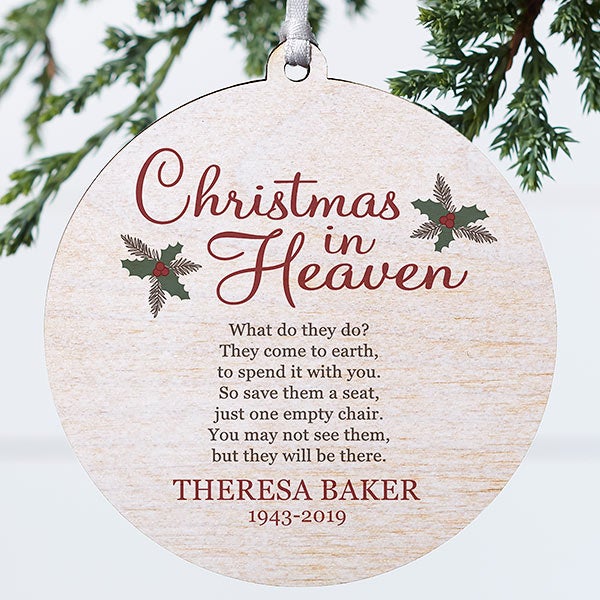 Christmas In Heaven Personalized Wood Memorial Ornament Christmas Gifts