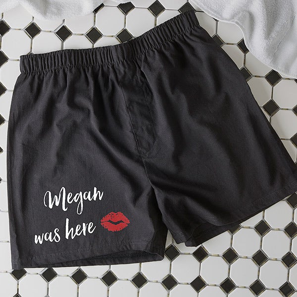 Was Here Personalized Black Boxers