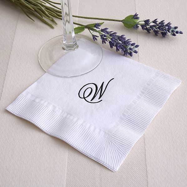Personalized White Cocktail Napkins Initially Yours Party Gifts