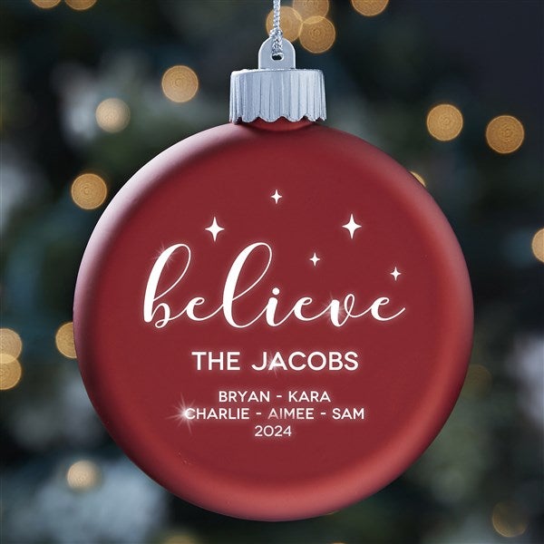 Believe Family Personalized LED Glass Ornament - 20012