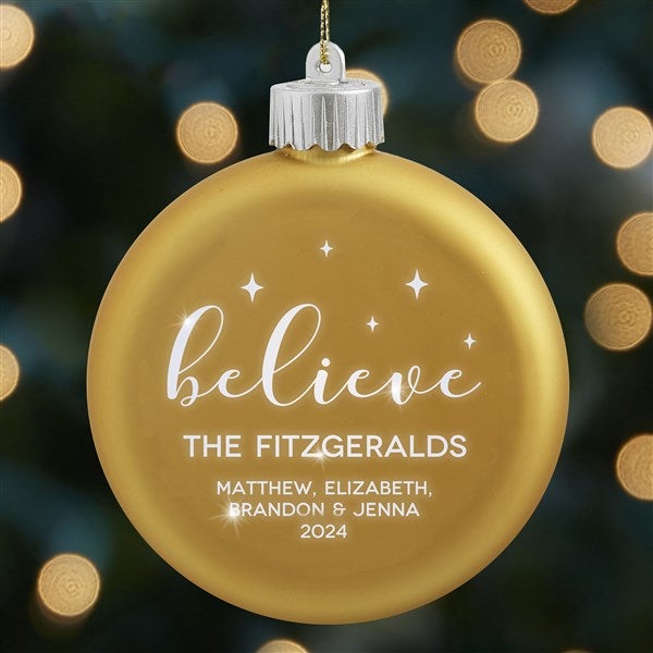 Believe Family Personalized LED Glass Ornament - 20012