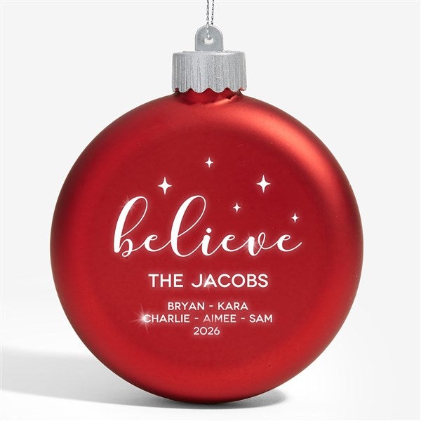 Believe Family Personalized LED Glass Ornament - 20012