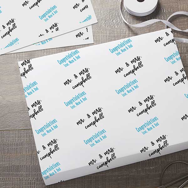 Step & Repeat Personalized Wedding Wrapping Paper Sheets