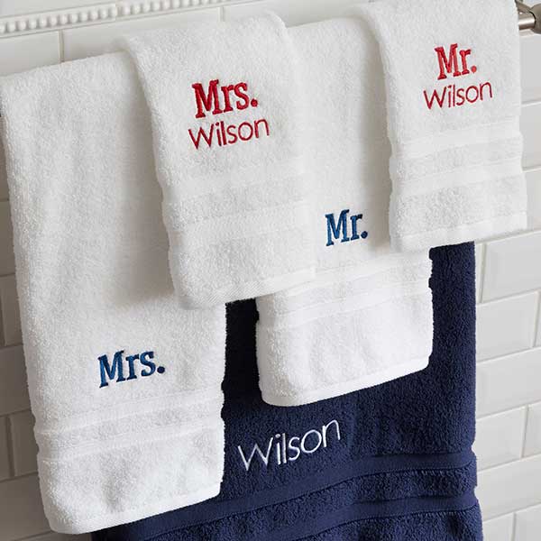 Personalized Wamsutta MicroCotton Towels - Mr & Mrs