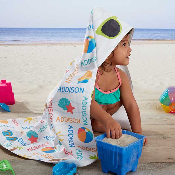 Personalized Hooded Towel - Beach Fun - 20116