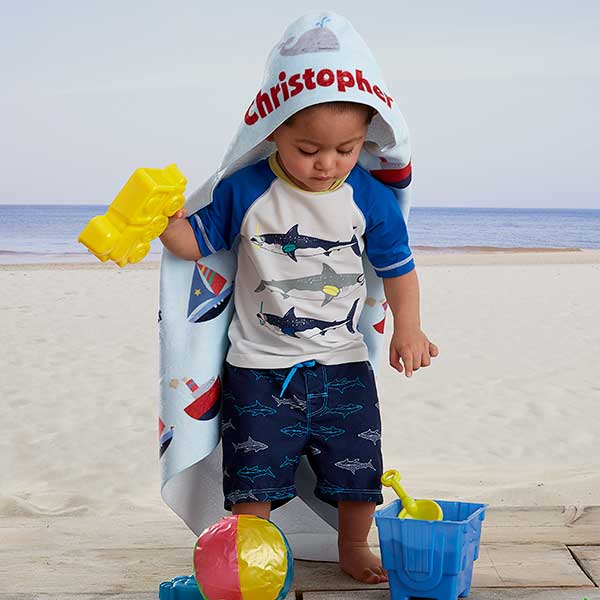 Personalized Hooded Beach Towels - Nautical Design - 20117