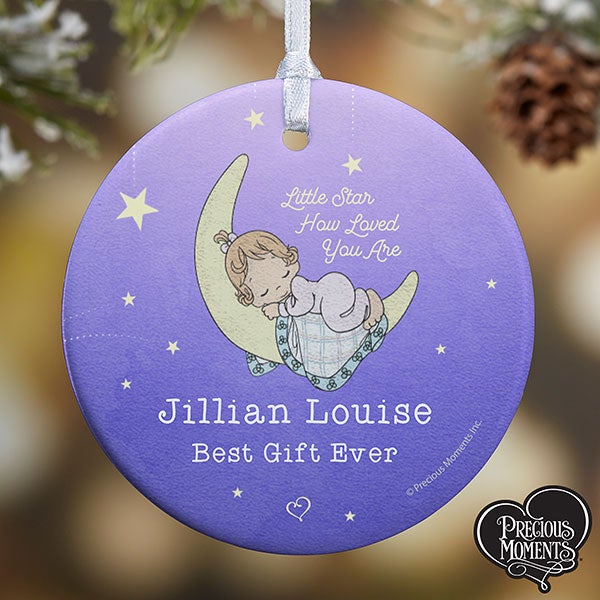 1 sided precious moments personalized baby christmas ornament