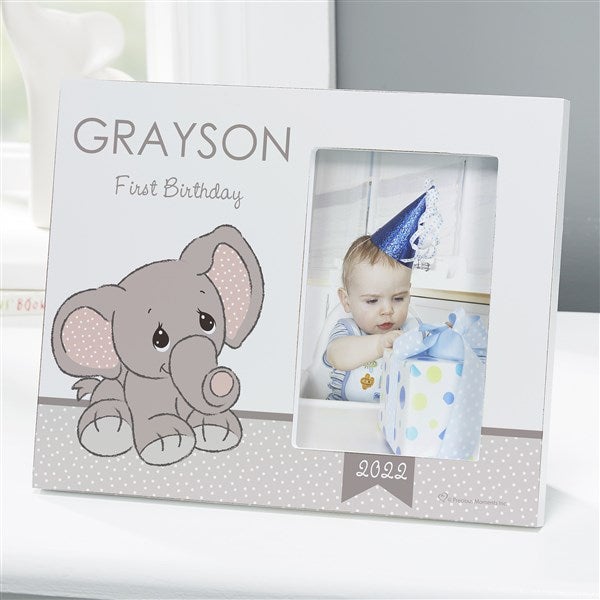 Personalised Wooden 6x4 Book Photo Frame Any Name Christening Day Elephants 