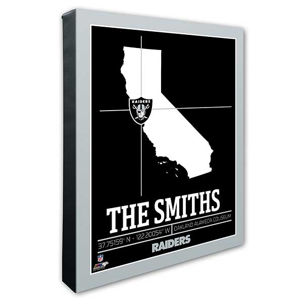 Oakland Raiders Personalized Nfl Stadium Coordinates Canvas Print