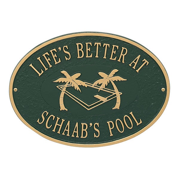 Swimming Pool Personalized Outdoor Plaque For The Home Island Time Personalized Outdoor Plaques 20247d