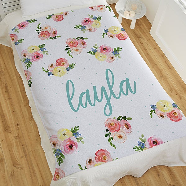 personalized floral baby blanket