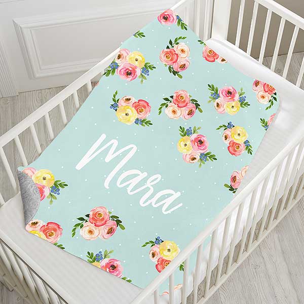 Personalized Floral Baby Blankets - 20250