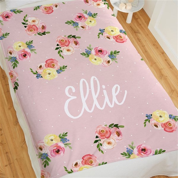 Floral Baby Personalized 50x60 Lightweight Fleece Blanket