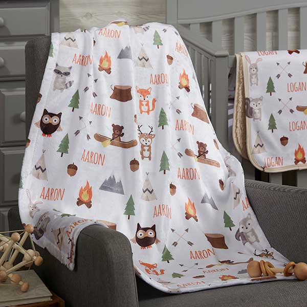 Woodland Adventure Personalized Baby Blanket