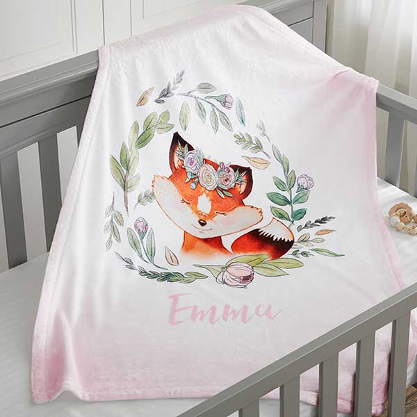 Woodland Baby Girl Personalized Baby Blankets - 20254