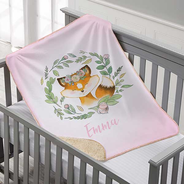 Woodland Baby Girl Personalized Baby Blankets - 20254