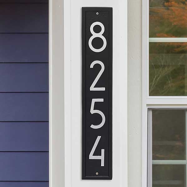 Custom Made Personalized Vertical House Number Sign Black Aluminum Vertical Address Plaque 