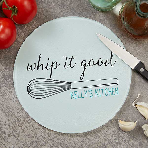 Personalized Round Glass Cutting Boards - Kitchen Puns - 20466