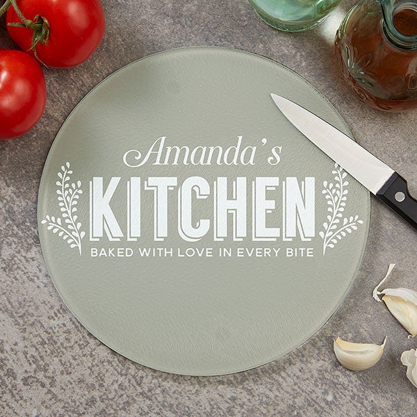 8 Inches x 8 Inches Personalized Glass Cutting Board Engraved 