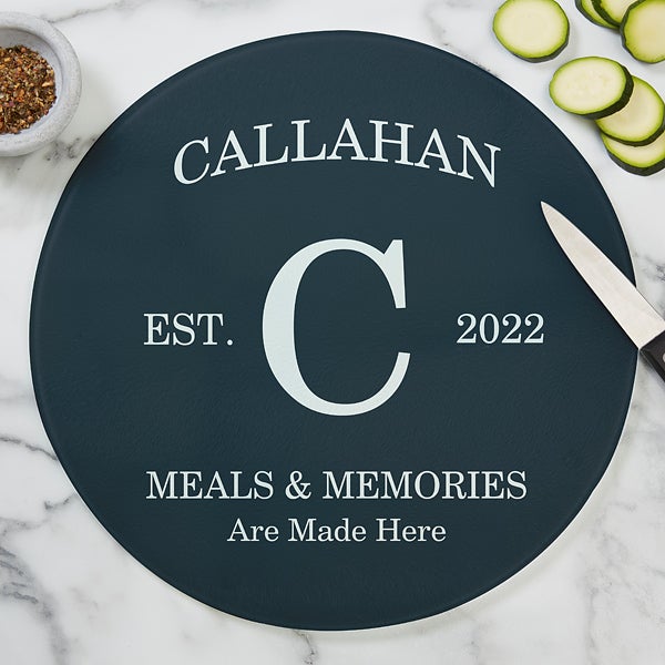 Personalized Round Glass Cutting Boards - Family Kitchen - 20470