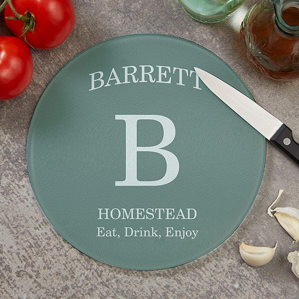 Personalized Round Glass Cutting Boards - Family Kitchen - 20470