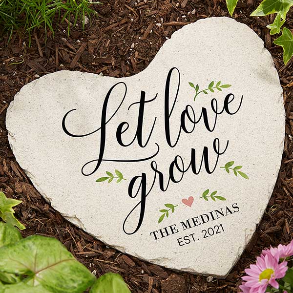 Personalized Heart Garden Stones - Let Love Grow - 20471