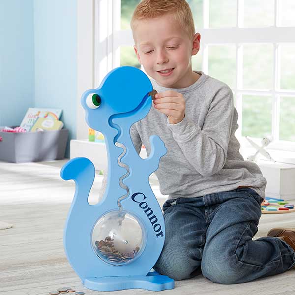 Large Personalized Piggy Bank For Boys Dinosaur