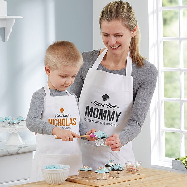Cute Girl Boy Aprons for Adult and Kid Chef Personalized Kitchen Cooking Aprons 