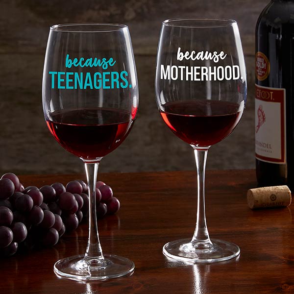 I Drink Because Personalized Wine Glasses - 20496