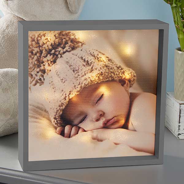 Personalized 10x10 Baby Photo LED Shadow Box Baby Gifts