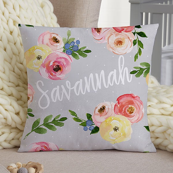 Personalized Floral Baby Throw Pillows - 20566