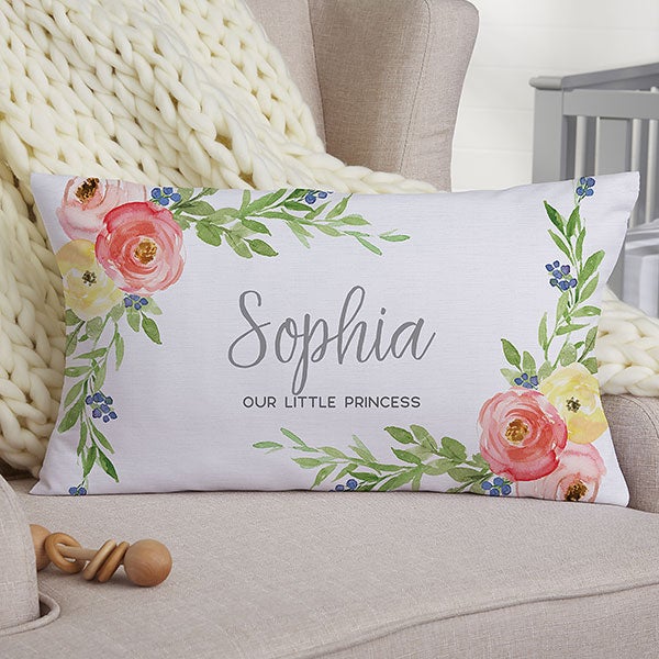 Personalized Floral Baby Throw Pillows - 20566