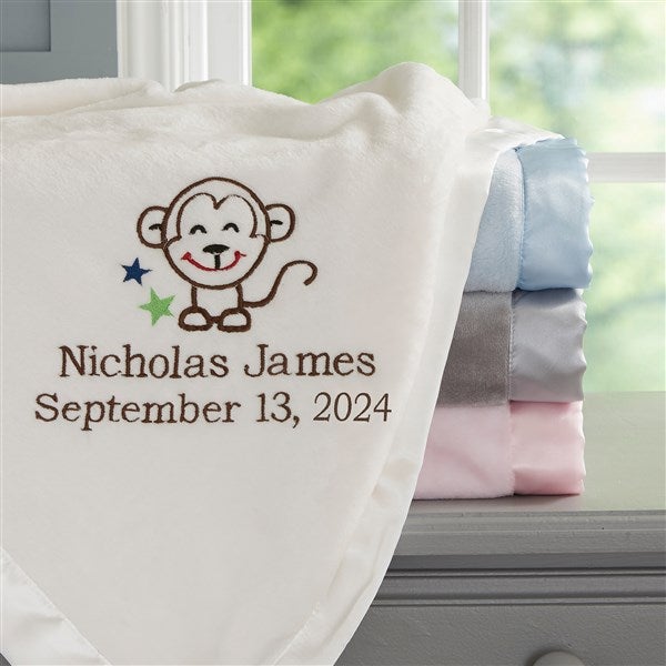 Monkey Personalized Baby Blanket - 20597